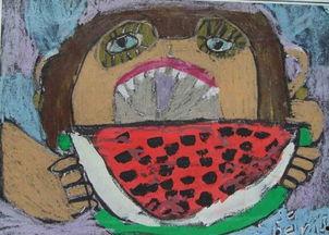 吃瓜国画人物,一幅描绘闲适生活的国画人物画卷